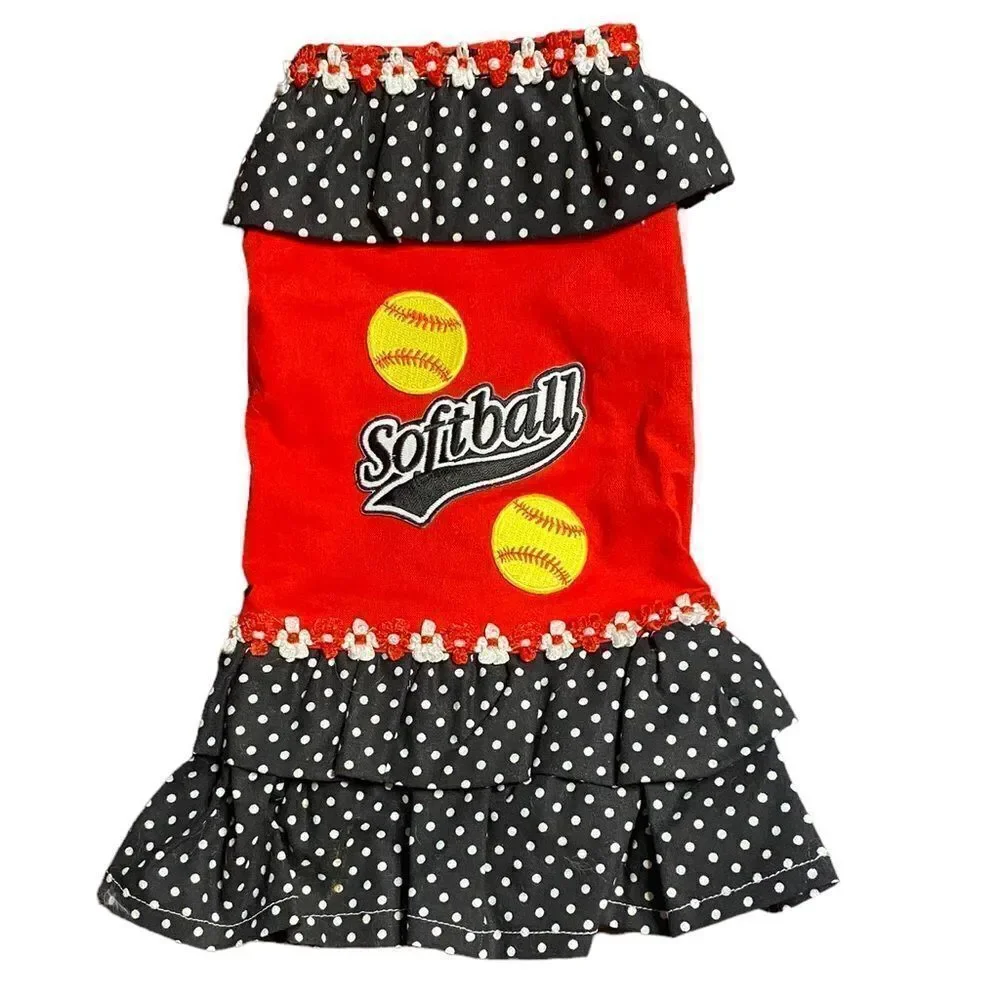 Softball Theme Polka Dot Doggy Dress